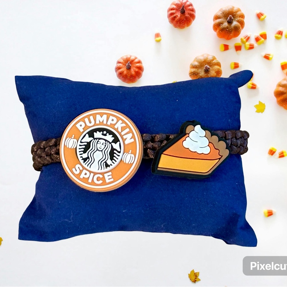 Pumpkin Spice Lover’s Latte, Pie bracelet; adjustable; hostess gift; adjustable